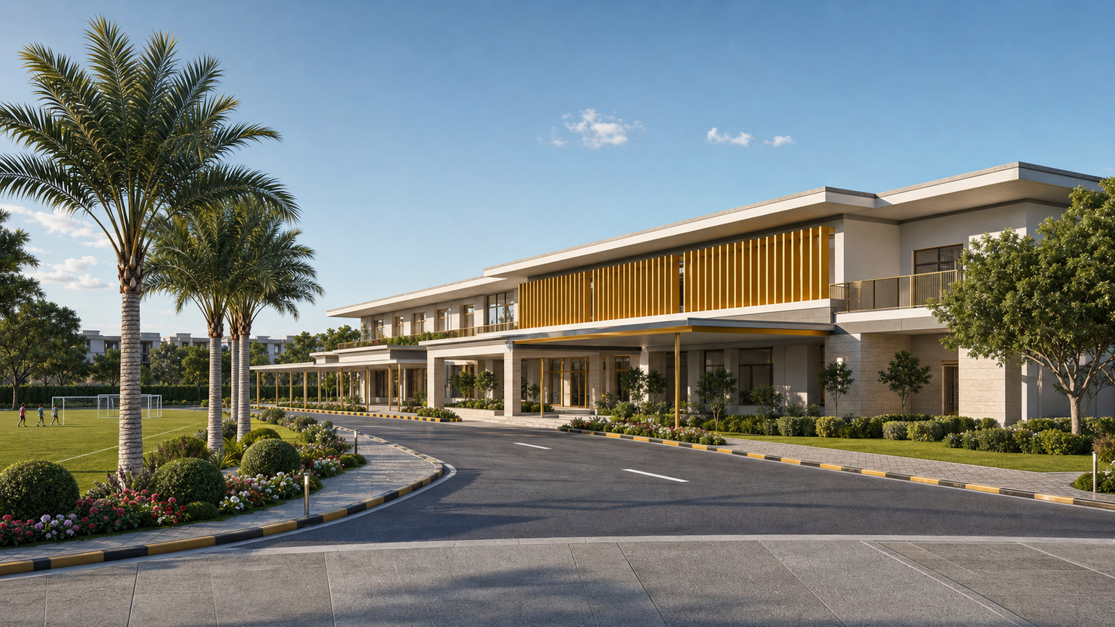 Conceptual view of the Nova Enclave school campus and drop-off