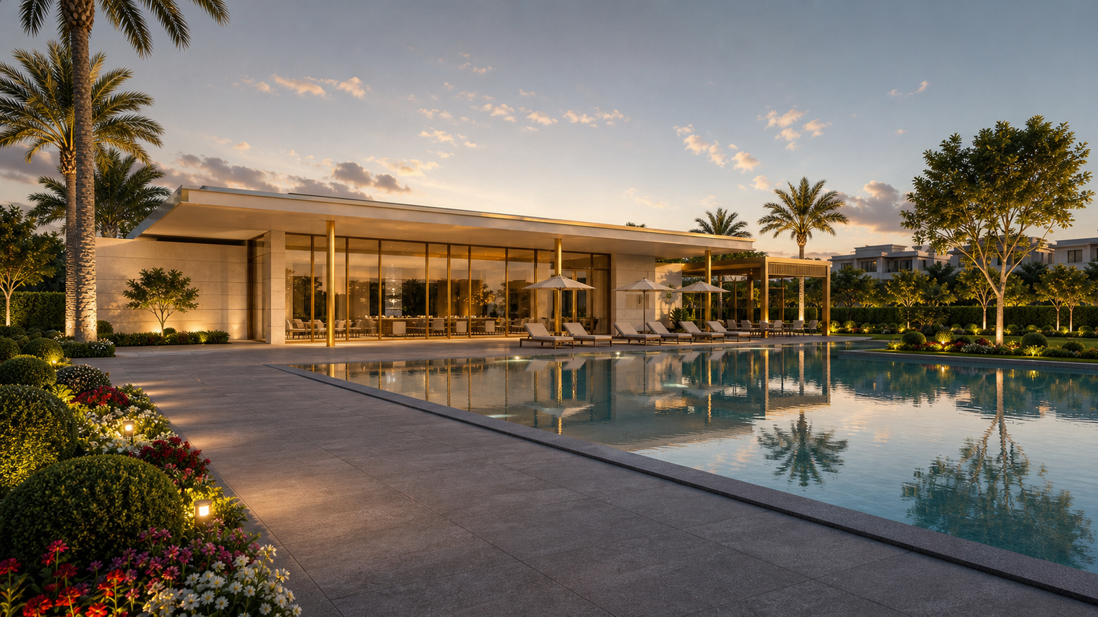 Conceptual view of the Nova Enclave clubhouse pavilion and pool deck
