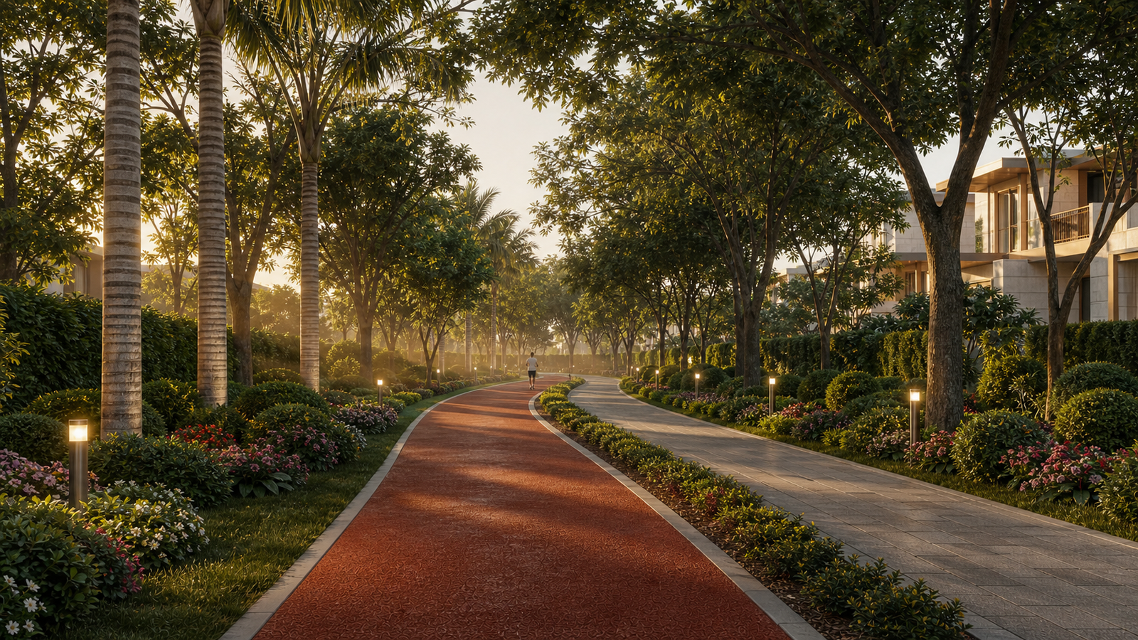 Jogging trail through the green corridor at Nova Enclave