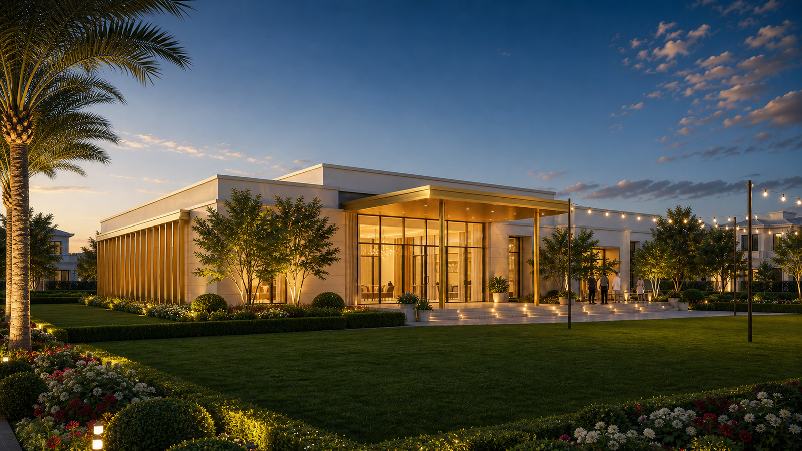 Conceptual view of the Nova Enclave community hall and events lawn