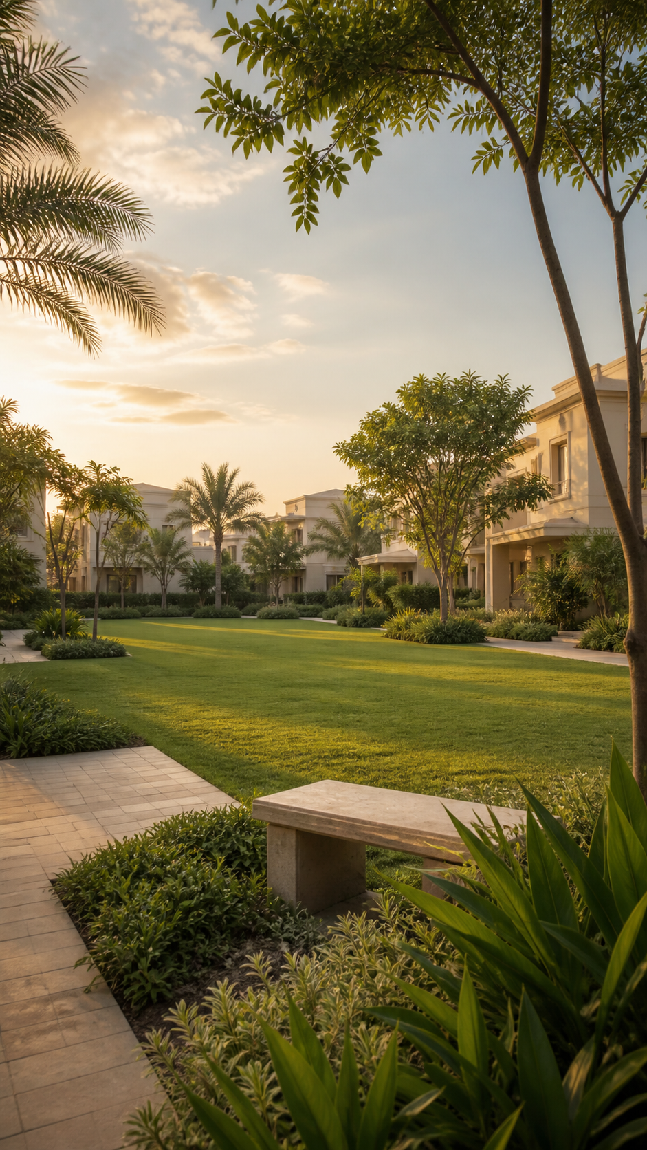 A quiet shared garden at Nova Enclave